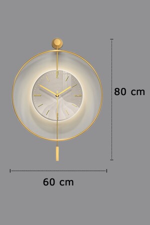 LED-Kristallglas Tiktok 60 cm GOLD – Moderne dekorative Pendel-Wanduhr aus Metall - 7