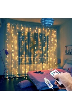 LED-Licht-Feenvorhang-Konzept, Ambiente-Party, Verlobung, Henna-Hochzeitsdekoration (FERNBEDIENUNG, 8 MODI, 3MX3M) 24242407620 - 3