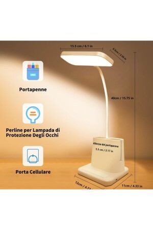 Led Masa Lambası Beyaz 360 Derece Dönebilir Dokunmatik Tuşlu Kalemlikli Lithium Bataryalı - 6
