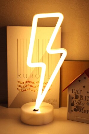 مصباح LED مزخرف من نيون على شكل MNZ-Lightning Shape AA69YT1068 - Buffer