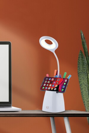 LED-Schreibtischlampe mit Stifthalter weiß - Nisaluce