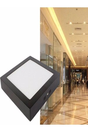 Led Tavan Wc Kiler Ofis Lambası 18 W Kare Armatür Sıva Üstü Siyah Kasa Sarı Işık 2700 K 220 V KDRSİYAHPANEL8 - 1