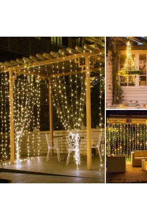 LED-Vorhang-Licht für Hochzeit, Party, Zuhause, Garten, Schlafzimmer, beleuchteter Vorhang, 300 LEDs, 3 x 3 m, Fernbedienung, RDNLED4 - 4