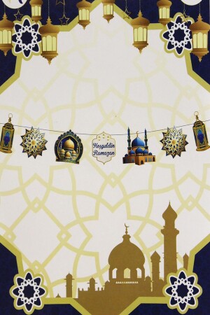 LED-Willkommens-Ramadan-Banner mit Schriftzug – dekorativ, verlängert Ornament, Mond, Stern, Koran, Mahya-Moschee, Themenset, 140 cm - 5