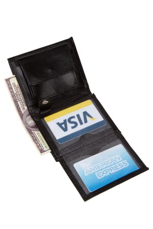 Leder-Geldbörse in schwarzer Farbe, Herren-Geldbörse mit Münzfach und Kartenfach, mehrere Fächer, täglich NWPO2SUNI1 - 5