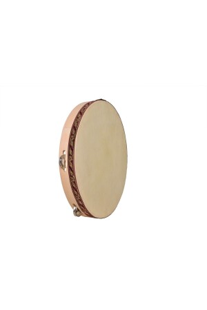 Leder-Tamburin, 22 cm, Holz-Tamburin mit 4 Becken, kleines Tamburin, 1 Stück, TA22 - 1