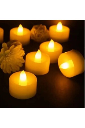 Ledli Mum Tealight Işıklı Dumansız Alevli Sarı Led Mum Pilli 24 Adet Pil Dahil - 3