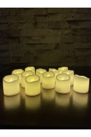 Ledli Mum Tealight Işıklı Dumansız Alevli Sarı Pilli Led Mum 12 Adet Pil Dahil - 2