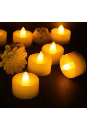 Ledli Mum Tealight Işıklı Dumansız Alevli Sarı Pilli Led Mum (4 ADET PİL DAHİL) - 2