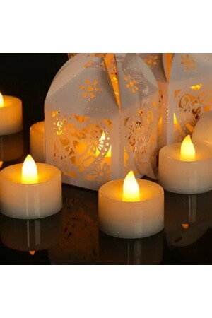 Ledli Mum Tealight Işıklı Dumansız Alevli Sarı Pilli Led Mum (4 ADET PİL DAHİL) - 4