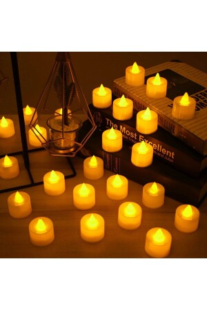 Ledli Pilli Işıklı Tealight Mum Gün Işığı Dumansız Alevli 1 Adet - 2