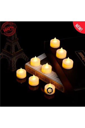 Ledli Pilli Işıklı Tealight Mum Gün Işığı Dumansız Alevli 10 Adet - 1