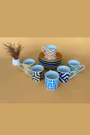 Legacy Ethnic Pattern Kaffeetassen-Set für 6 Personen, 90 ml, 12-teilig, dop12614275igo - 4