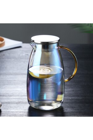 Leger 1800 ml luxuriöse goldfarbene hitzebeständige Borosilikatglaskanne mit Metalldeckel VD7379jug - 1