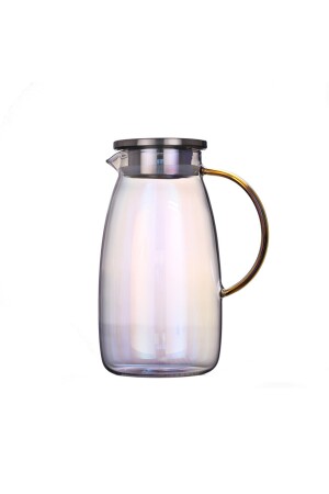 Leger 1800 ml luxuriöse goldfarbene hitzebeständige Borosilikatglaskanne mit Metalldeckel VD7379jug - 4