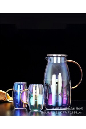 Leger 1800 ml luxuriöse goldfarbene hitzebeständige Borosilikatglaskanne mit Metalldeckel VD7379jug - 7