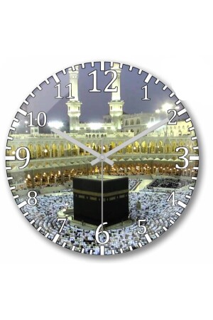 Leise Wanduhr mit Kaaba-Bild Bombel Echtglas ----frei Ka S3205 - 2