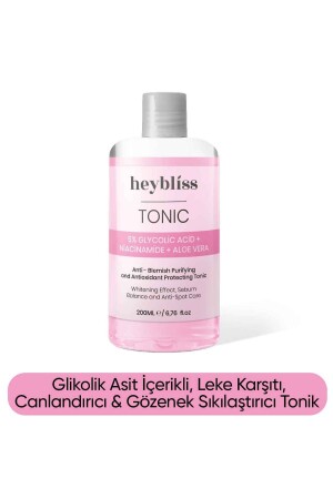 Leke Karşıtı, Canlandırıcı & Gözenek Sıkılaştırıcı Tonik(5%GlycolicAcid-Niacinamide-Aloe Vera) 200ml 8684308587016 - 2