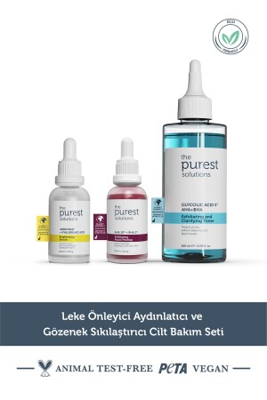 Leke Önlemeye Yardımcı Aydınlatıcı ve Gözenek Sıkılaştırmayı Hedefleyen Cilt Bakım Seti - The Purest Solutions