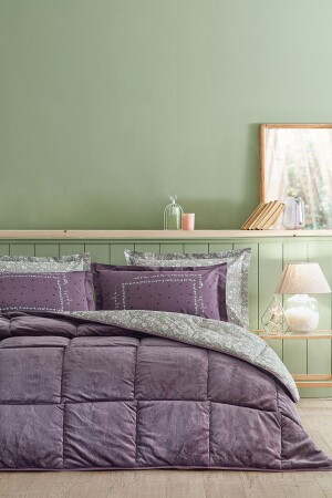 Lela Çift Kişilik Uyku Seti - Kül Moru - Puffy