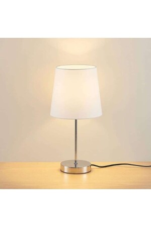 Leola Chrome Leg White Conical Hat Modern Lampshade Night Lamp Model01 - 2