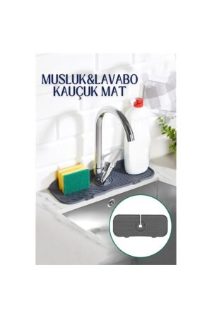 Leon Life Antrasit Oluklu Silikon Su Tutucu Düzenleyici Kaydırmaz Lavabo Musluk Matı - 6