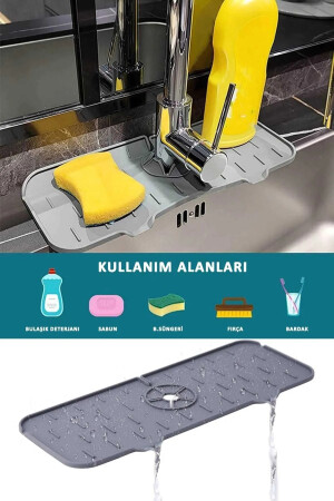 LEON LİFE Su Tutucu Musluk Matı Mutfak Ve Banyo Için Koruyucu Musluk Ve Lavabo Matı (Antrasit) - 6