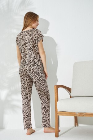 Leopar Desenli Dantel Detaylı Örme Pijama Takımı 7645 - 2