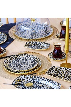 Leopard Lachs Gold vergoldet 33-teiliges Kuchen-Teeservice-Catering-Set für 6 Personen 69156 - 5