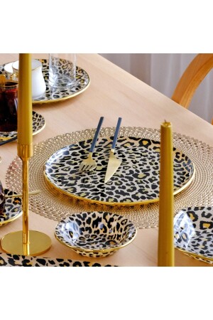 Leopard Lachs Gold vergoldet 33-teiliges Kuchen-Teeservice-Catering-Set für 6 Personen 69156 - 7