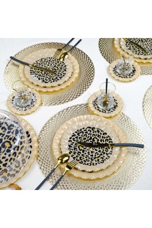 Leopard Wavy Gold vergoldetes 33-teiliges Kuchen-Teeservice-Catering-Set für 6 Personen 69157 - 2