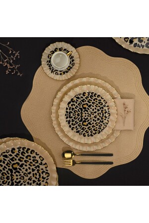 Leopard Wavy Gold vergoldetes 33-teiliges Kuchen-Teeservice-Catering-Set für 6 Personen 69157 - 5