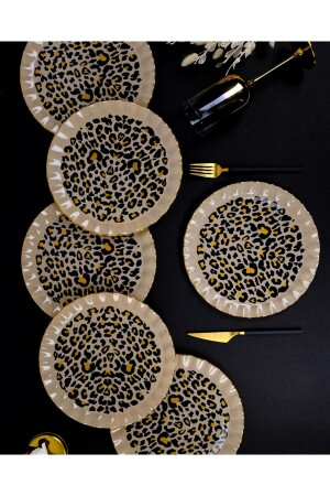 Leopard Wavy Gold vergoldetes 33-teiliges Kuchen-Teeservice-Catering-Set für 6 Personen 69157 - 7