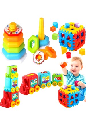 Lernset Sechseckige Ringe + Blockwürfel + Aktivität Tireni Lernspielset für Kinder - 1