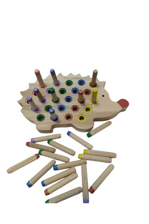 Lernspielzeug aus Holz, Igel, Geistesentwickler, bemalte Farbe, verschiedene Stecker, Tierfigur, Spielzeug - 6