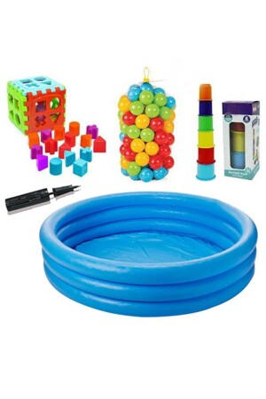 Lernspielzeug-Set für Babys, aufblasbarer Pool 114 cm – Ball – Bultak – Mini-Turm – Pumpe KRISTALBULTAK-KULE-100TOP-ACT - 1