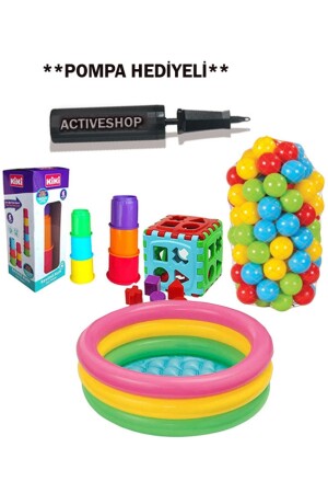 Lernspielzeug-Set für Babys, aufblasbarer Pool 86 cm – Ball – Ball – Miniturm und **Geschenkpumpe! - 1