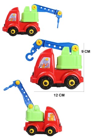 Lernspielzeug zum Zerlegen und Stecken, 48-teiliges Fahrzeugreparaturset mit batteriebetriebenem Bohrkran und rotem Motor - 7