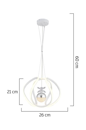 Leroy Single White Chrome 3 Farben 40 Watt LED Modernes Wohnzimmer, Flur, Halle Led-Kronleuchter 4006-01-WH-CH - 9