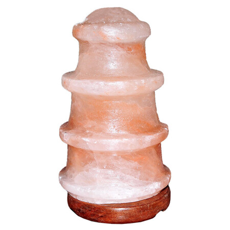 Leuchtturmförmige natürliche Himalaya-Steinsalzlampe, rosa, mit verkabelter Glühbirne, 2–3 kg - 2