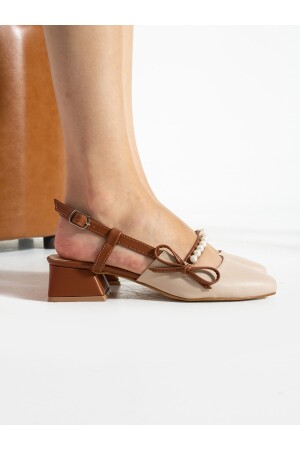 LEXA Cremefarbene Damenschuhe mit Perlendetail und Absatz - 3