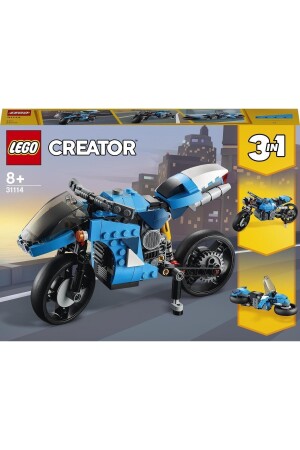 Licensed Creator 3-in-1-Supermotorrad-Spielzeug-Motorrad-Bauset für Kinder (236 Teile) RS-L-31114 - 3