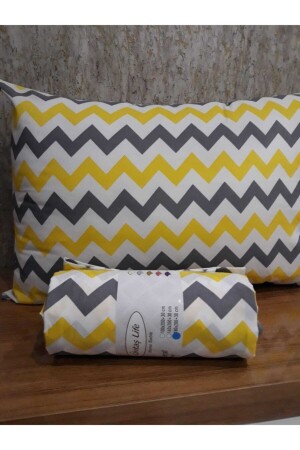 Life Battal Double Elastic Sheet + 2 Kissenbezüge Yellowgrey Eczigzag012 - 4