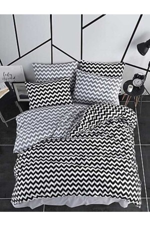 Life Black Zigzag Double 200x220 Baumwolle Bettbezug-Set Ecsiyah200 Ecsiyah200 - 1