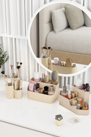 Life Make-up-Organizer und Kosmetik-Aufbewahrungsbox, Organizer-Set, 3 Stück, Creme, SANDY PAMELA YOUNG CREAM - 2