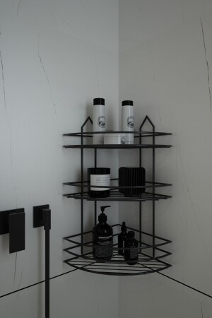 Lifetime Edelstahl-Kleber, schwarz, 3 Etagen, Badezimmer-Eck-Organizer, Shampoo-Halter, Duschregal Ek03. S. 8682744208861 - 2