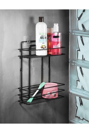 Lifetime Edelstahl-Wandkleber, 2-lagiger Badezimmer-Shampoo-Halter, Organizer, Schwarz, Tş-02, PRA-3506556-3401 - 1