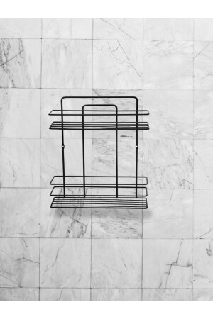 Lifetime Stainless Adhesive Double Bathroom Shampoo Rack Organizer Schwarz Schwarz DKDN250812196 - 2