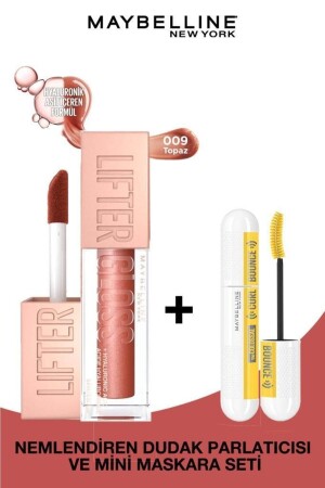 Lifter Gloss Nemlendirici Dudak Parlatıcısı 009 Topaz & Mini Curl Bounce Maskara Makyaj Seti - 2