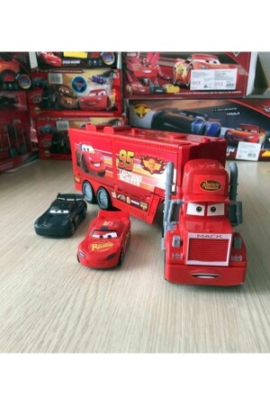 Lightning McQueen Toy Mc Truck mit 2 Autos mit aufklappbaren Abdeckungen 828-119 - 1
